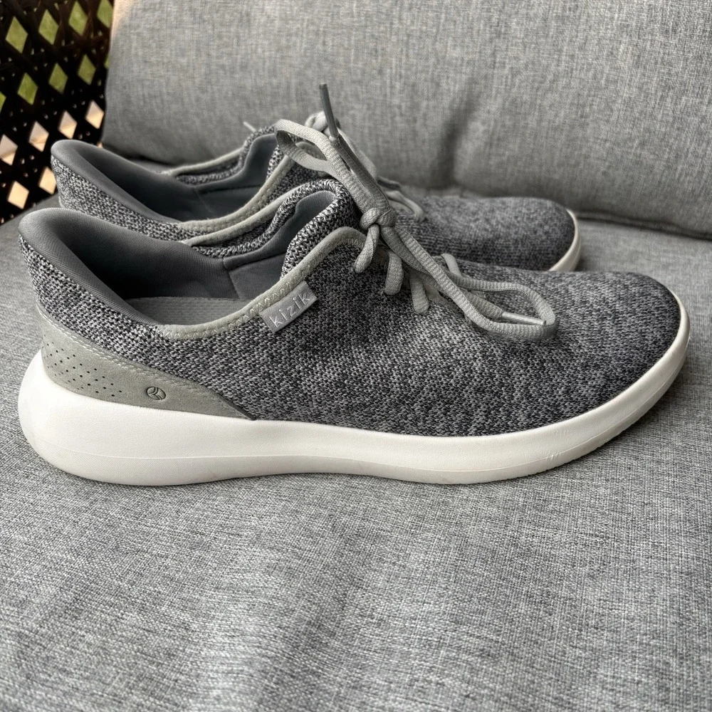 Kizik Madrid Eco Knit Shoes Heather Gray Lace Up Sneakers Mens 10 Womens 11.5